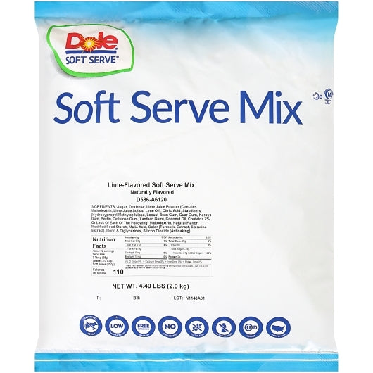 Dole Lime Soft Serve Mix, 4 x 4.4 lb Case - Bakery & Desserts