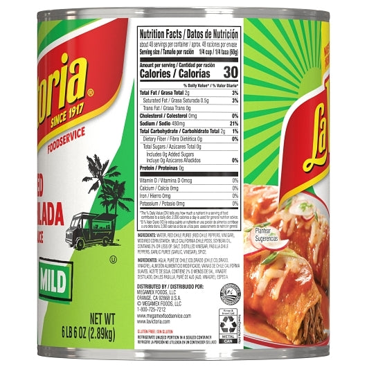 La Victoria Mild Red Enchilada Sauce, 6 x 102 oz Case - DOT product image 4