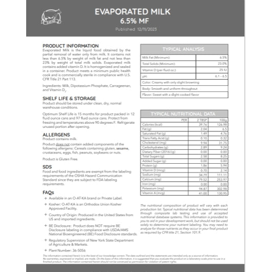 Jerzee Evaporated Milk , 6 x 97 fl oz Case - DOT product image 8