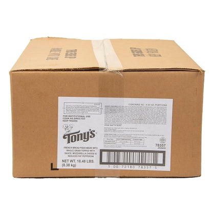 Tonys Livesmart French Bread Pepperoni Pizza, 1 x 60 each Case - GS1 closed shipping case image