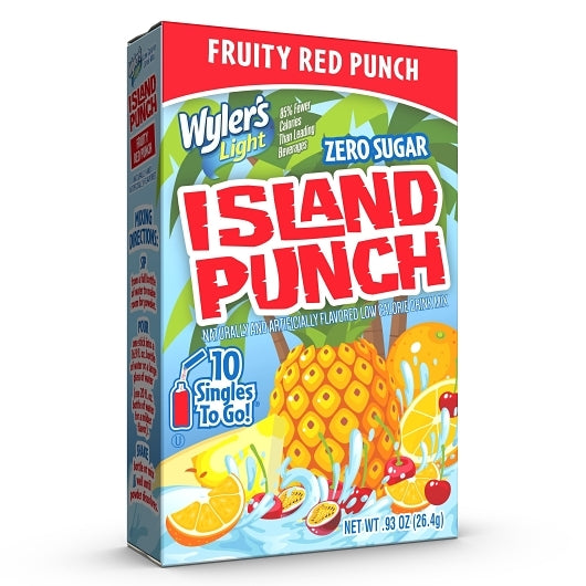 Wylers Light Island Punch Fruity Red Punch Drink Mix Singles To Go, 12 x 10 ct Case - Beverages