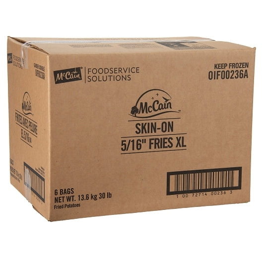 Mccain 5/16" Extra Long Skin On Fries, 6 x 6 x 30 lb Case - DOT product image 2