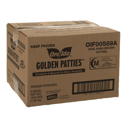 McCain Ore Ida Golden Patties Oval Hash Brown Patties, 6 x 6 x 16.88 lb Case - DOT product image 3