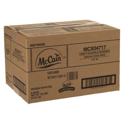 Mccain 1/2" Extra Long Crispy Seasoned Skin On French Fries, 6 x 6 x 30 lb Case - DOT product image 3