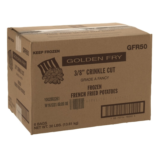 McCain Golden Crinkle 3/8" Grade A Fancy Crinkle Cut French Fries, 6 x 6 x 30 lb Case - DOT product image 3