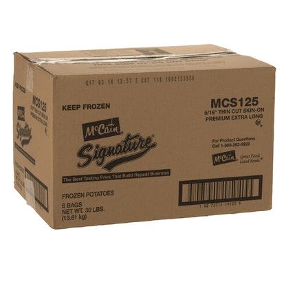 Mccain 5/16" Premium Extra Long Thin Cut Skin On French Fries, 6 x 6 x 30 lb Case - DOT product image 3