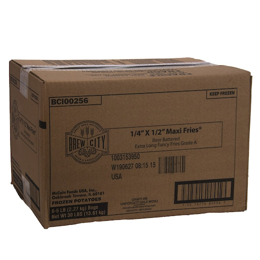 Brew City 1/4 Inch X 1/2 Inch Beer Battered Extra Long Fancy Grade A Maxi Fries, 6 x 6 x 30 lb Case - DOT product image 5
