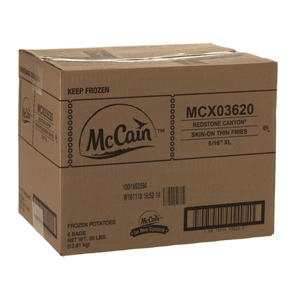 Mccain Redstone Canyon 5/16" Extra Long Seasoned Skin On Thin Fries, 6 x 6 x 30 lb Case - DOT product image 3