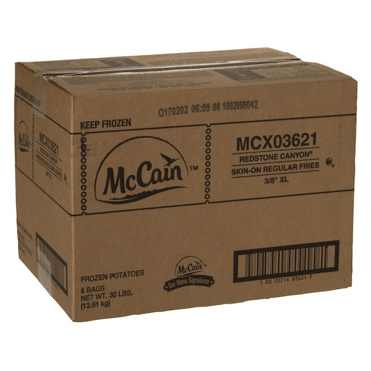 Mccain Redstone Canyon 3/8" Extra Long Seasoned Straight Cut Skin On Regular Fries, 6 x 6 x 30 lb Case - DOT product image 3