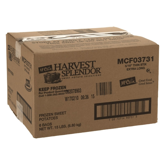 Mccain Harvest Splendor Thin Stix Extra Long Sweet Potato Fries, 6 x 6 x 15 lb Case - DOT product image 5