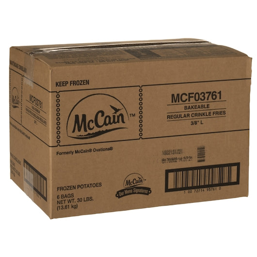 Mccain 3/8" Long Bakeable Regular Crinkle French Fries, 6 x 6 x 30 lb Case - DOT product image 3