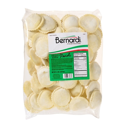 Bernardi Jumbo Round Portobello Mushroom Ravioli, 2 x 5 lb Case - Prepared Foods