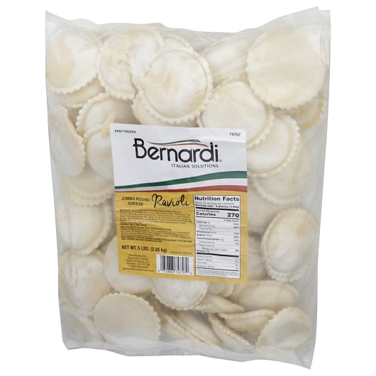 Bernardi Round Jumbo Cheese Ravioli, 2 x 5 lb Case - GS1 inner-pack image