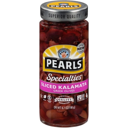 Pearls Sliced Kalamata Olives Jar, 6 x 6.7 oz Case - DOT product image 2