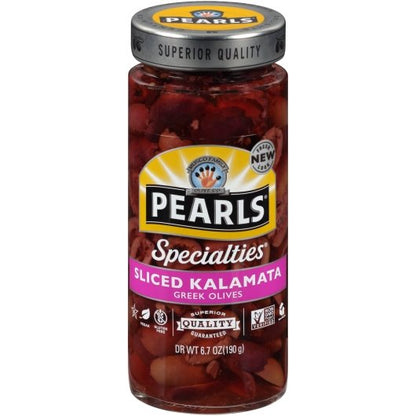 Pearls Sliced Kalamata Olives Jar, 6 x 6.7 oz Case - DOT product image 2