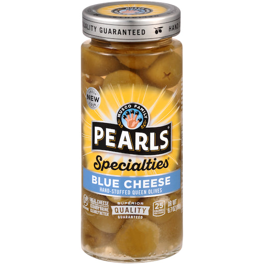 Pearls Blue Cheese Stuffed Queen Olives Jar, 6 x 6.7 oz Case - DOT product image 2