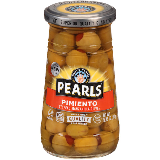 Pearls Stuffed Manzanilla Olives Jar, 12 x 5.75 oz Case - Condiments & Sauces