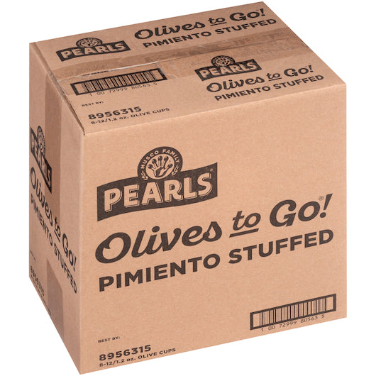 Pearls Pimento Stuffed Manzanilla Olives To Go, 8 x 12 x 1.6 oz Case - DOT product image 6