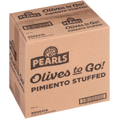 Pearls Pimento Stuffed Manzanilla Olives To Go, 8 x 12 x 1.6 oz Case - DOT product image 6