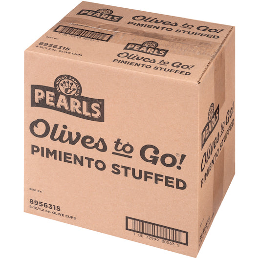 Pearls Pimento Stuffed Manzanilla Olives To Go, 8 x 12 x 1.6 oz Case - DOT product image 7
