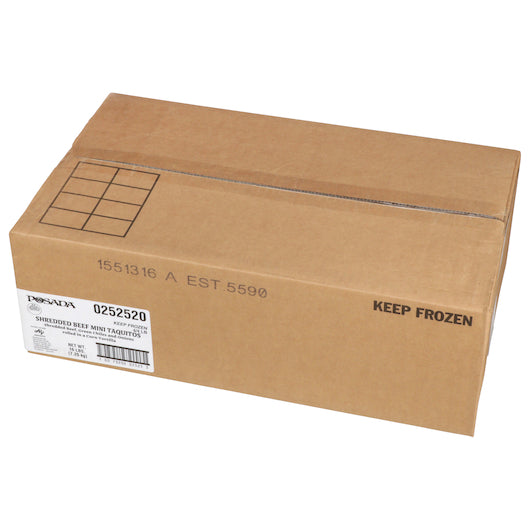 Posada Mini Shredded Beef Taquito, 4 x 4 lb Case - GS1 closed shipping case image