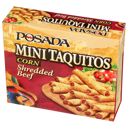 Posada Mini Shredded Beef Taquito, 4 x 4 lb Case - GS1 inner-pack image