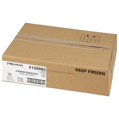 Posada Shredded Beef Steak & Cheese Chimichangas, 24 x 5 oz Case - GS1 closed shipping case image