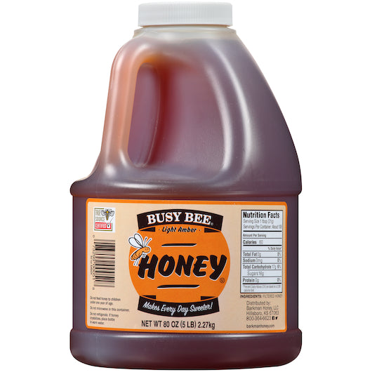 Busy Bee Light Amber Honey Bulk, 6 x 80 oz Case - Pantry Ingredients