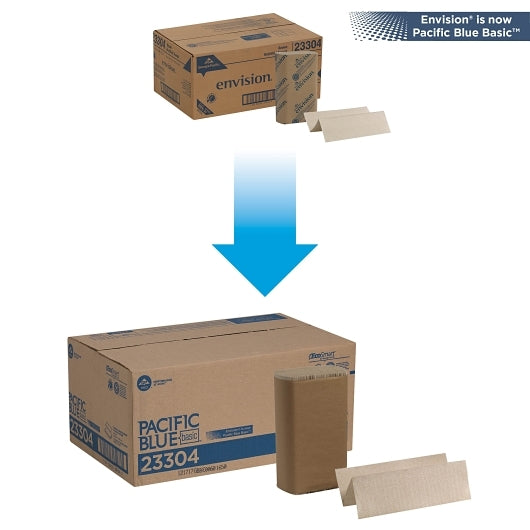 Pacific Blue Basic M-Fold Recycled (3rd Party) Brown Paper Towel, 16 x 1 ct Case - DOT product image 2