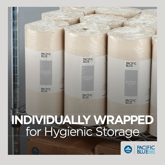Pacific Blue Basic 2-Ply Recycled Perforated Brown Paper Roll Towels, 12 x 1 ct Case - DOT product image 3