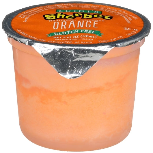 Luigi Orange Sherbet, 96 x 4 fl oz Case - Frozen Snacks & Appetizers