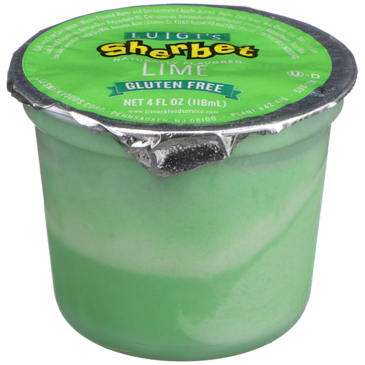 Luigi Lime Sherbet, 96 x 4 fl oz Case - Frozen Snacks & Appetizers