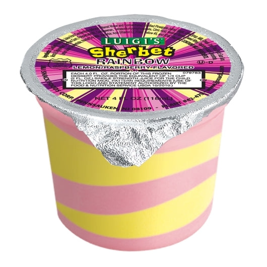 Luigi Rainbow Sherbet, 96 x 4 fl oz Case - Frozen Snacks & Appetizers