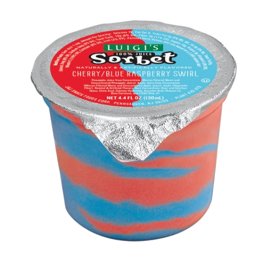 Luigi Cherry Blue Raspberry Swirl Sorbet, 96 x 4.4 fl oz Case - Frozen Fruit