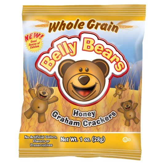 J & J Belly Bears 51% Whole Grain Honey Graham Crackers, 200 x 1 oz Case - DOT product image 2