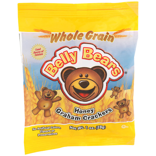 J & J Belly Bears 51% Whole Grain Honey Graham Crackers, 200 x 1 oz Case - DOT product image 3