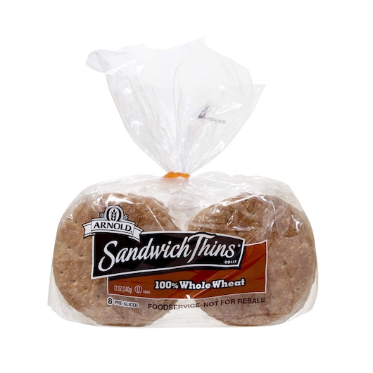 Bimbo Bakehouse Arnold 100% Whole Wheat Sliced Sandwich Thins, 12 x 8 x 12 ct Case - Breads, Rolls & Buns