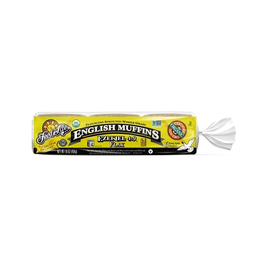 Food For Life Organic Ezekiel 4:9 Sprouted Grain Flax English Muffin, 6 x 16 oz Case - Breads, Rolls & Buns