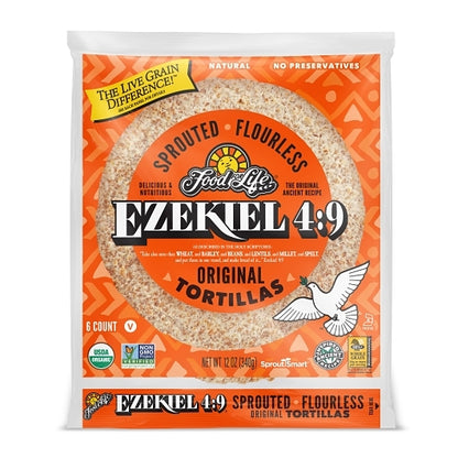 Food For Life Organic Ezekiel 4:9 Sprouted Whole Grain Tortillas, 12 x 12 oz Case - Breads, Rolls & Buns