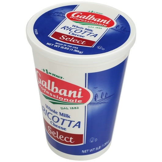 Sorrento Whole Milk Select Ricotta Cheese, 6 x 3 lb Case - Cheese & Dairy
