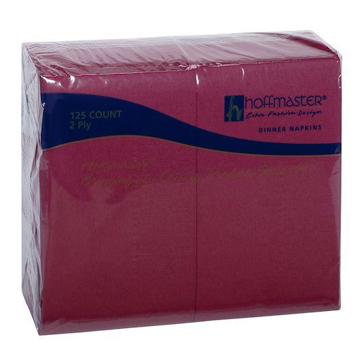 Hoffmaster 15 Inch X 17 Inch 2 Ply 1/8 Fold Paper Burgundy Dinner Napkin, 8 x 125 each Case - Plates Bowls