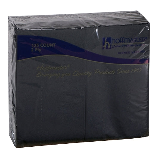 Dinner Napkins 15 Inch X 17 Inch 2 Ply 1/8 Fold Paper Black Dinner Napkin, 8 x 125 each Case - Plates Bowls