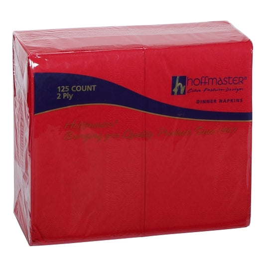 Dinner Napkins 15 Inch X 17 Inch 2 Ply 1/8 Fold Paper Red Dinner Napkin, 8 x 125 each Case - Plates Bowls