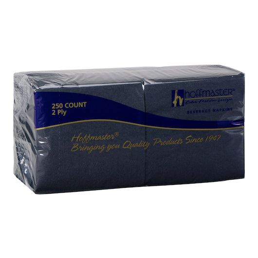 Hoffmaster 9.5 Inch X 9.5 Inch 2 Ply 1/4 Fold Regal Embossed Black Beverage Napkin, 4 x 250 each Case - Plates Bowls
