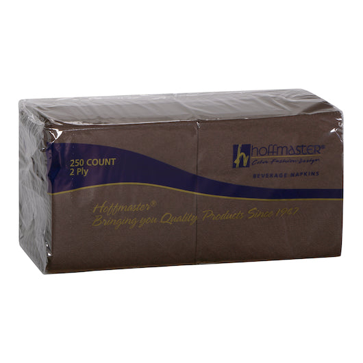 Hoffmaster 9.5 Inch X 9.5 Inch 2 Ply 1/4 Fold Chocolate Beverage Napkin, 4 x 250 each Case - Plates Bowls