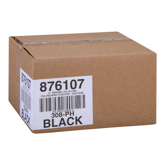 Hoffmaster Black Round 2 Sides Coaster 4 Inch, 1 x 500 each Case - Plates Bowls