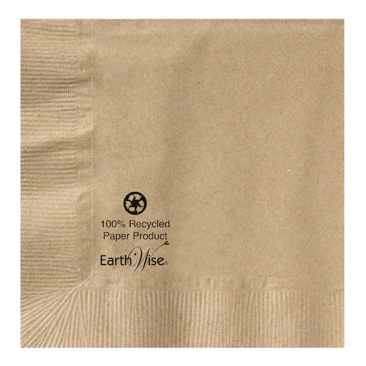 Hoffmaster Earth Wise 10 Inch X 10 Inch 2 Ply 100% Recycled Kraft Beverage Napkin, 12 x 250 each Case - DOT product image 3