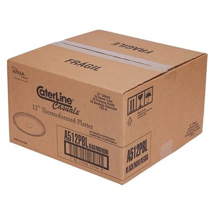 WNA Comet 12" Thermo Round Black Tray, 1 x 25 each Case - GS1 closed shipping case image
