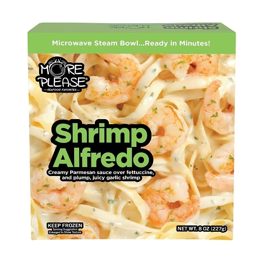 More Please Shrimp Alfredo Microwaveable Bowl, 9 x 8 oz Case - Frozen Meat & Seafood