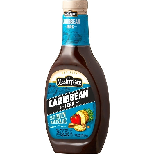 Kc Masterpiece Spiced Caribbean Jerk Marinade and BBQ Sauce Bottle, 6 x 16 fl oz Case - DOT product image 6
